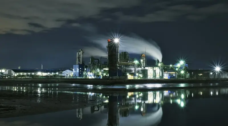Chemical plant at night